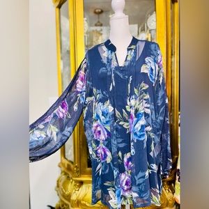 Floral Sheer Tunic with Tank Top